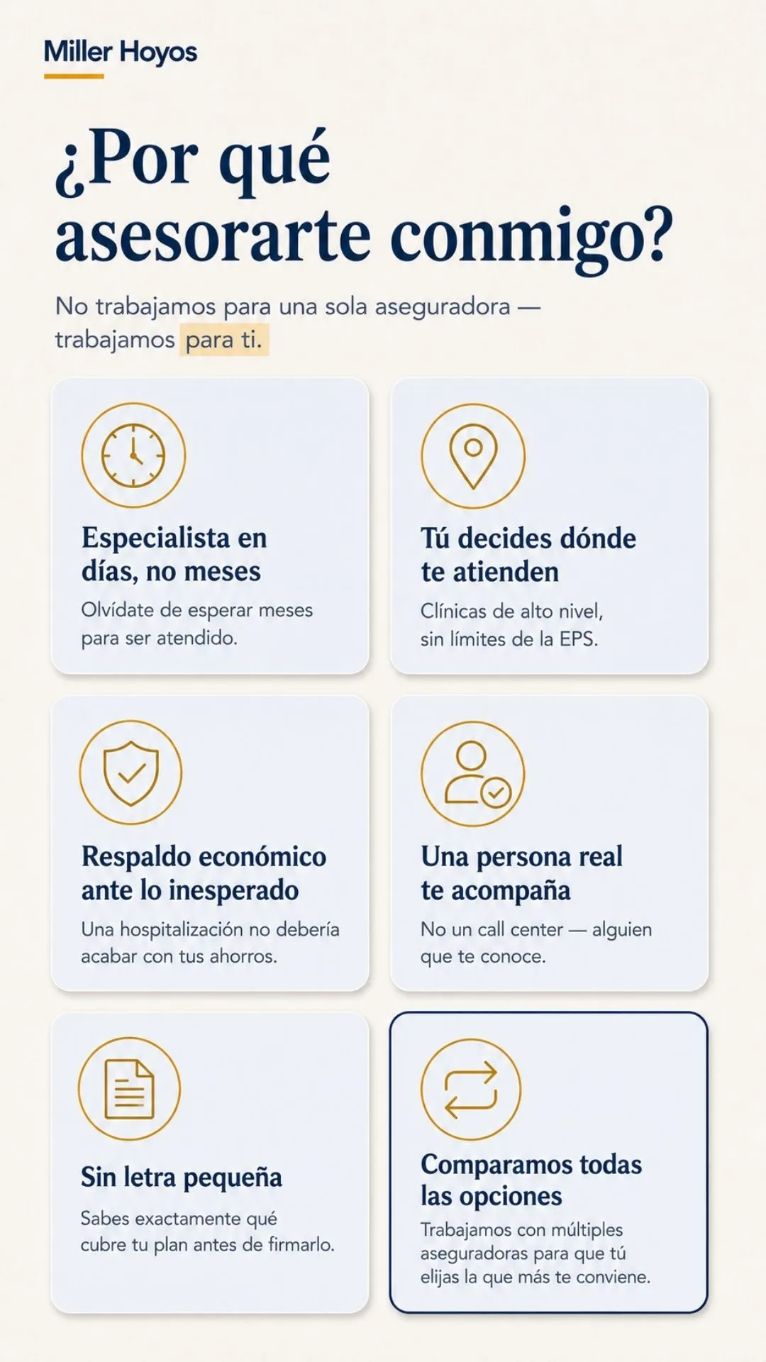Beneficios de asesorarte con Miller Hoyos