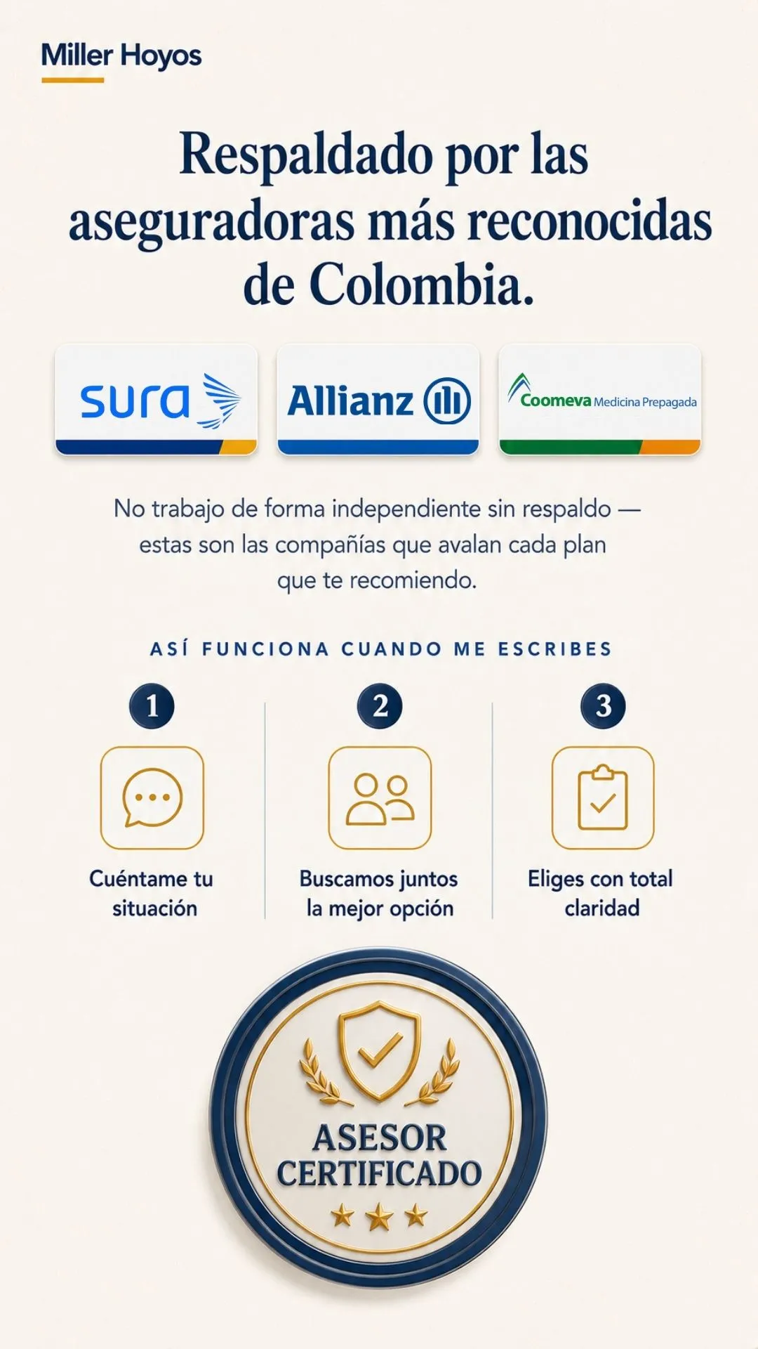 Respaldo por aseguradoras reconocidas y proceso de asesoría